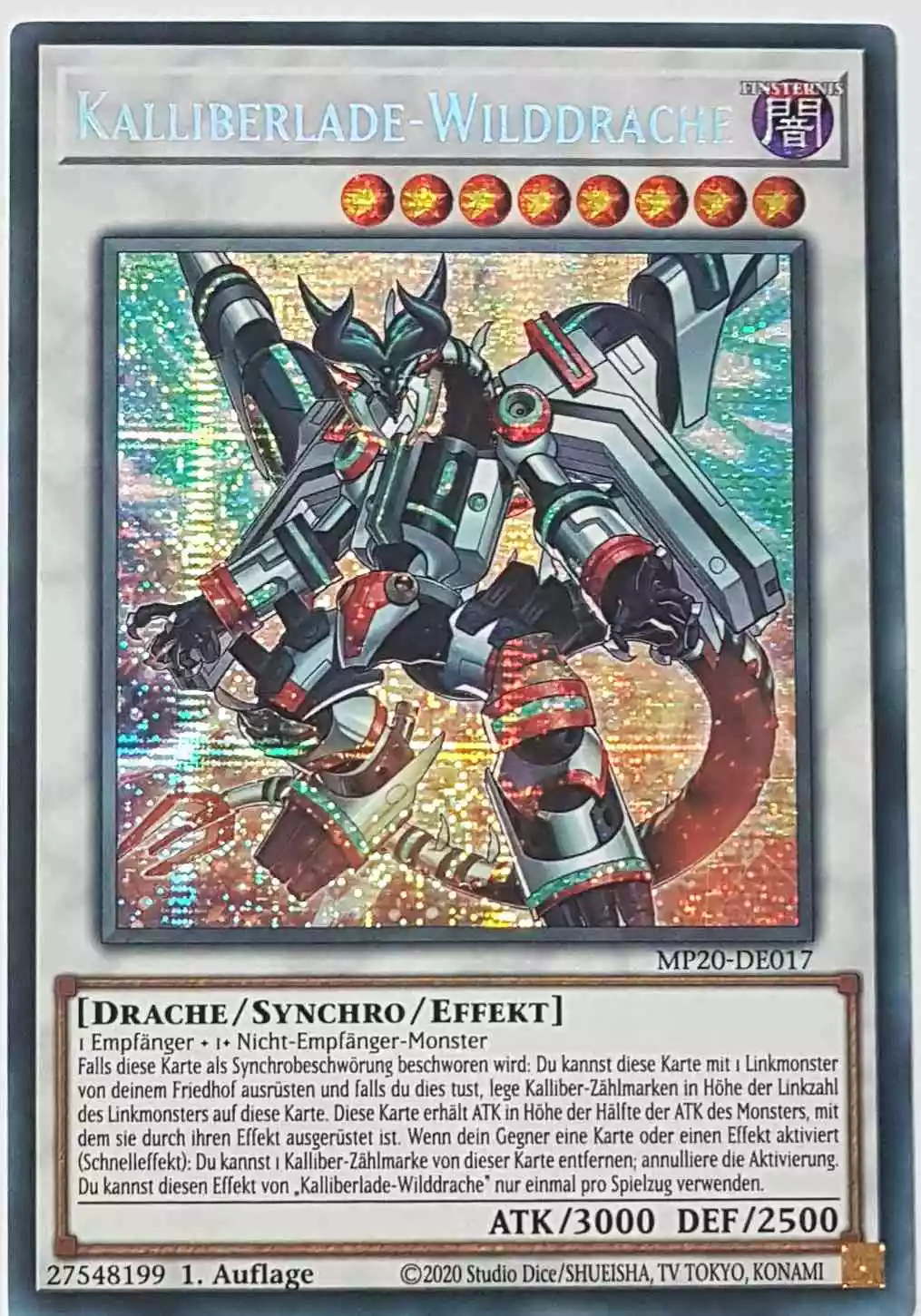 Kalliberlade-Wilddrache MP20-DE017 ist in Prismatic Secret Rare Yu-Gi-Oh Karte aus 2020 Tin of Lost Memories 1.Auflage