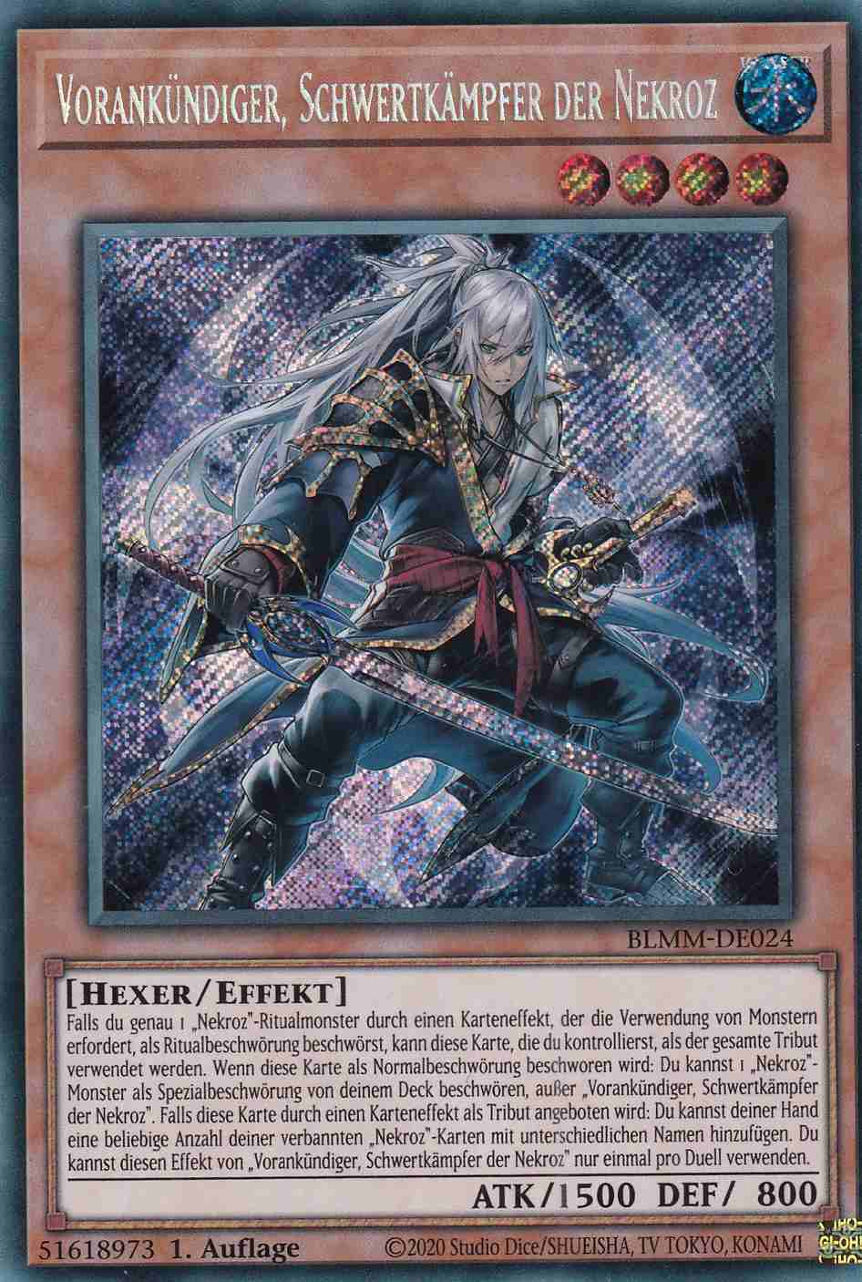 Vorankündiger, Schwertkämpfer der Nekroz BLMM-DE024 ist in Secret Rare Yu-Gi-Oh Karte aus Battles of Legend Monster Mayhem 1.Auflage
