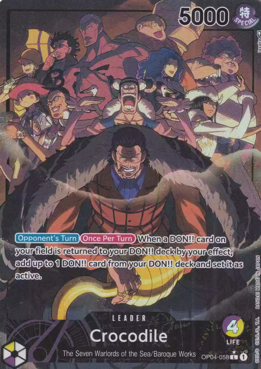 op04-058-a-crocodile-leader-kingdoms-of-intrigue Crocodile OP04-058 ist in Leader. Die One Piece Karte ist aus Kingdoms Of Intrigue in Parallel Alternative Art.
