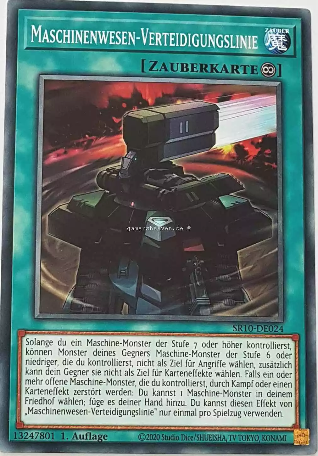 Maschinenwesen-Verteidigungslinie SR10-DE024 ist in Common Yu-Gi-Oh Karte aus Structure Deck: Mechanized Madness 1.Auflage