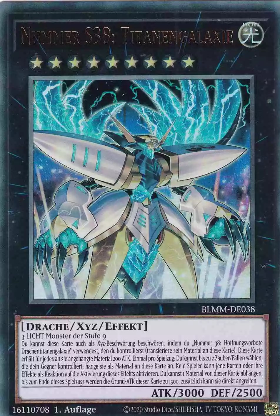 Nummer S38: Titanengalaxie Ultra Rare BLMM-DE038 Yugioh Karte Nummer S38: Titanengalaxie BLMM-DE038 ist in Ultra Rare Yu-Gi-Oh Karte aus Battles of Legend Monster Mayhem 1.Auflage