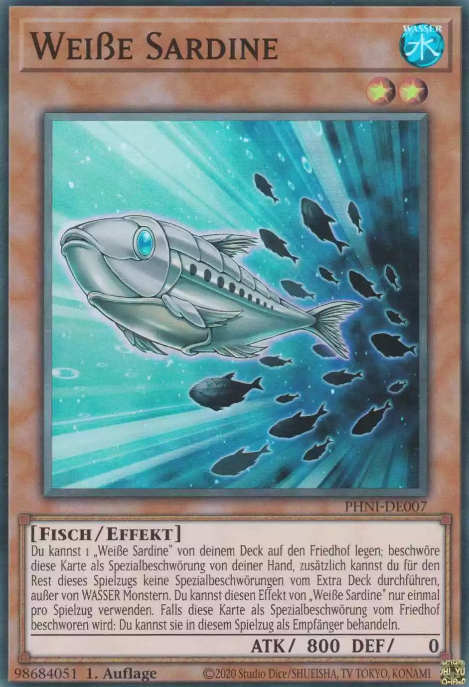 Weiße Sardine PHNI-DE007 ist in Super Rare Yu-Gi-Oh Karte aus Phantom Nightmare 1.Auflage