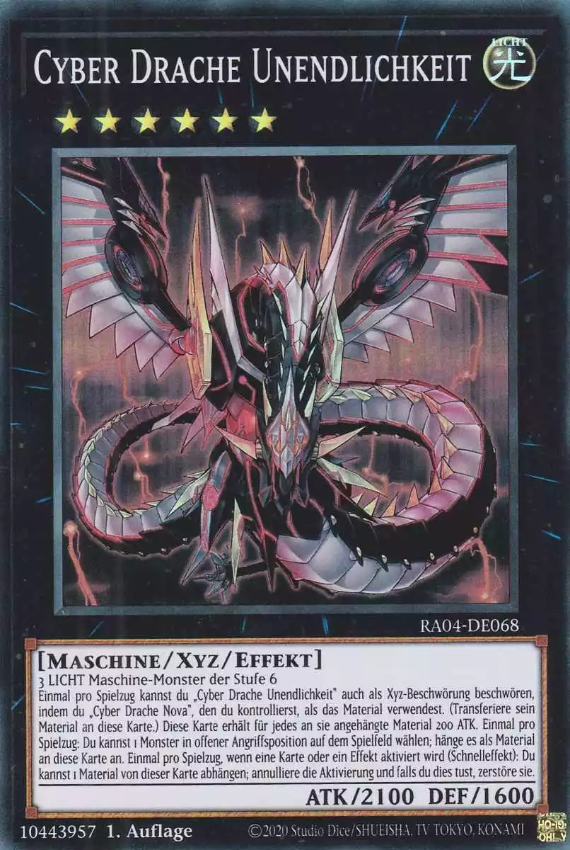 Cyber Drache Unendlichkeit RA04-DE068 ist in Super Rare Yu-Gi-Oh Karte aus Quarter Century Stampede 1.Auflage