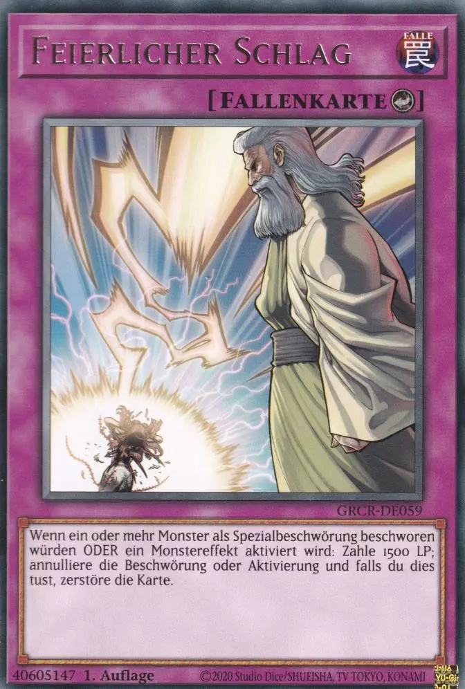 Feierlicher Schlag GRCR-DE059 ist in Rare Yu-Gi-Oh Karte aus The Grand Creators 1.Auflage