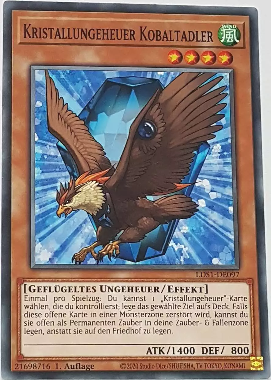 Kristallungeheuer Kobaltadler LDS1-DE097 ist in Common Yu-Gi-Oh Karte aus Legendary Duelists: Season 1 1.Auflage