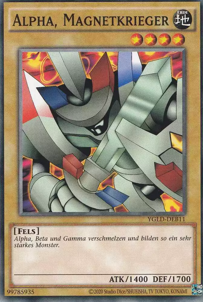 Alpha, Magnetkrieger YGLD-DEB11 ist in Common Yu-Gi-Oh Karte aus Yugis Legendary Decks - King of Games unlimitiert