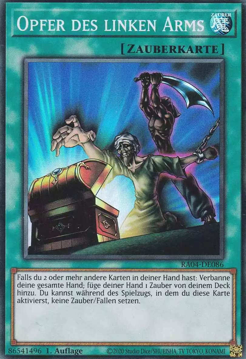 Opfer des linken Arms RA04-DE086 ist in Super Rare Yu-Gi-Oh Karte aus Quarter Century Stampede 1.Auflage