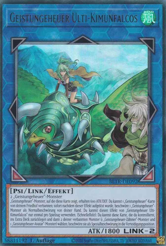 Geistungeheuer Ulti-Kimunfalcos BLTR-DE092 ist in Ultra Rare Yu-Gi-Oh Karte aus Battles of Legend Terminal Revenge 1.Auflage