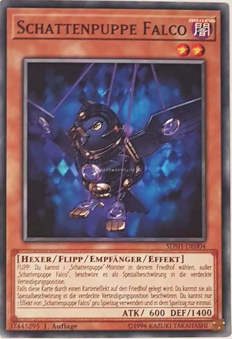 Schattenpuppe Falco SDSH-DE004 ist in Common Yu-Gi-Oh Karte aus Shaddoll Showdown 1.Auflage