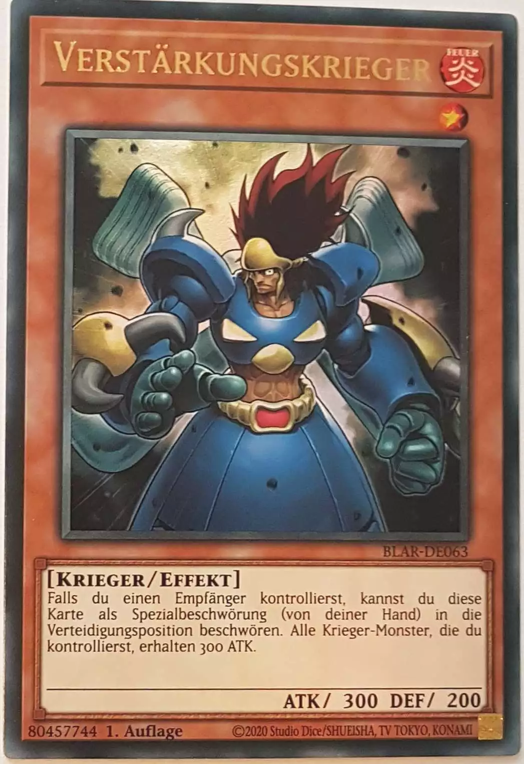 Verstärkungskrieger BLAR-DE063 ist in Ultra Rare Yu-Gi-Oh Karte aus Battles of Legend: Armageddon 1.Auflage