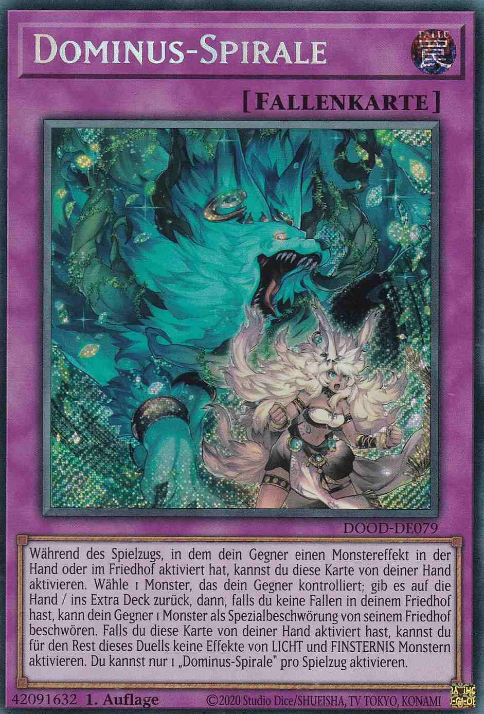 Dominus-Spirale DOOD-DE079 ist in Secret Rare Yu-Gi-Oh Karte aus Doom of Dimensions 1.Auflage