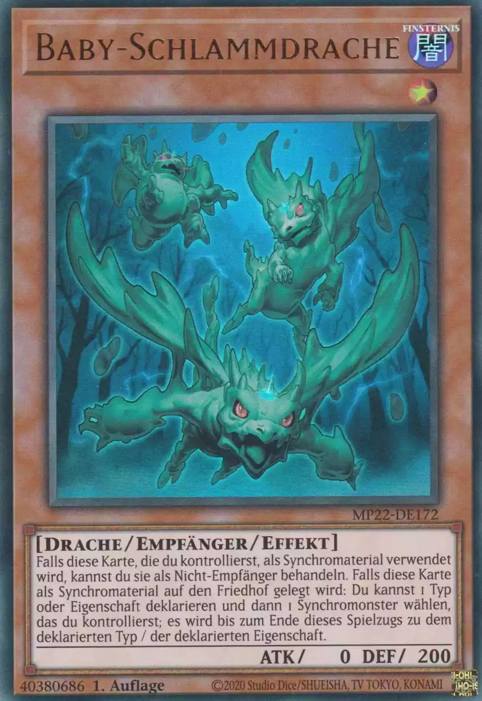 Baby-Schlammdrache MP22-DE172 ist in Ultra Rare Yu-Gi-Oh Karte aus Tin of the Pharaoh’s Gods 1.Auflage