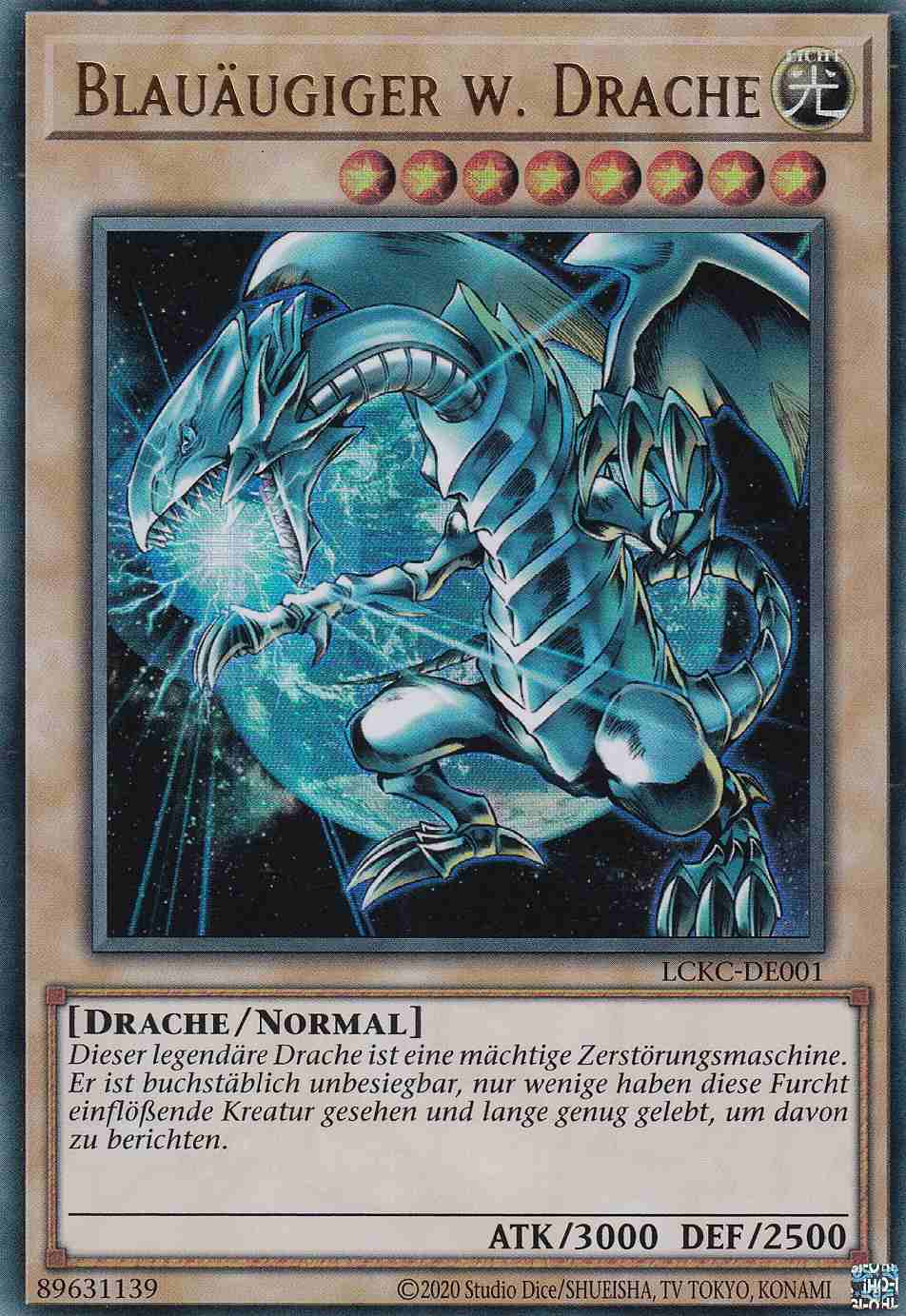Blauäugiger w. Drache Ultra Rare LCKC-DE001-V4 Yugioh Karte Blauäugiger w. Drache LCKC-DE001-V4 ist in Ultra Rare Yu-Gi-Oh Karte aus Legendary Collection Kaiba unlimitiert