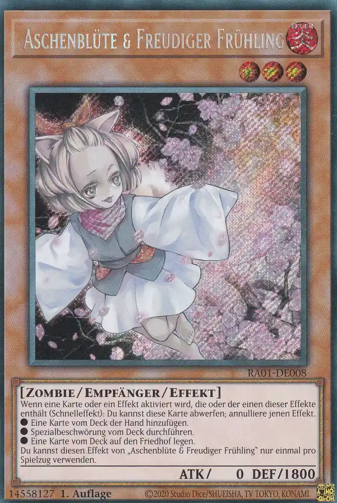 Aschenblüte & Freudiger Frühling RA01-DE008 ist in Secret Rare Yu-Gi-Oh Karte aus 25th Anniversary Rarity Collection 1.Auflage