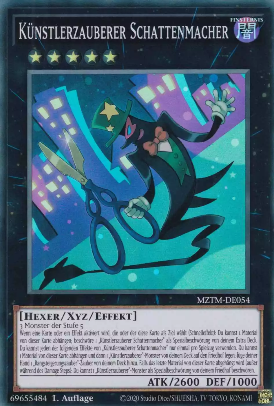 Künstlerzauberer Schattenmacher MZTM-DE054 ist in Super Rare Yu-Gi-Oh Karte aus Maze of the Master 1.Auflage