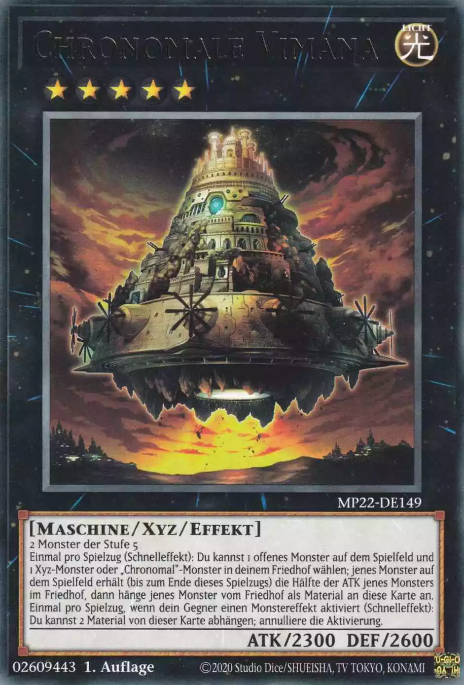 Chronomale Vimana MP22-DE149 ist in Rare Yu-Gi-Oh Karte aus Tin of the Pharaoh’s Gods 1.Auflage