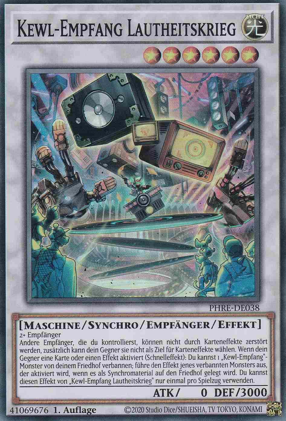 Kewl-Empfang Lautheitskrieg Super Rare PHRE-DE038 Yugioh Karte Kewl-Empfang Lautheitskrieg PHRE-DE038 ist in Super Rare Yu-Gi-Oh Karte aus Phantom Revenge 1.Auflage