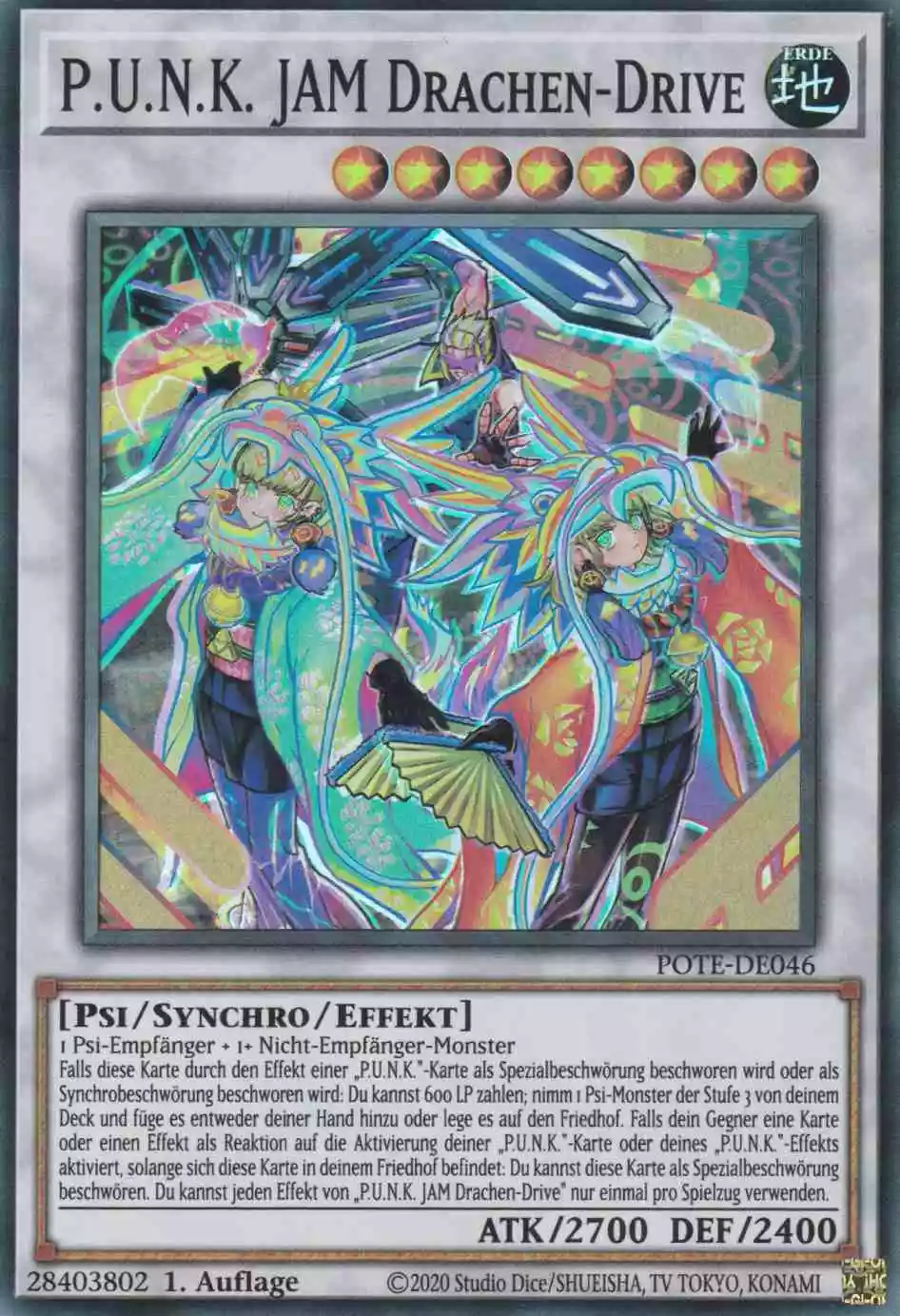 P.U.N.K. JAM Drachen-Drive POTE-DE046 ist in Super Rare Yu-Gi-Oh Karte aus Power of the Elements 1.Auflage