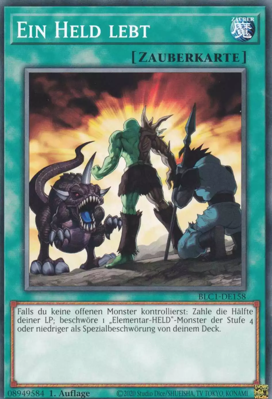Ein Held lebt BLC1-DE158 ist in Common Yu-Gi-Oh Karte aus Battles of Legend Chapter 1 1.Auflage