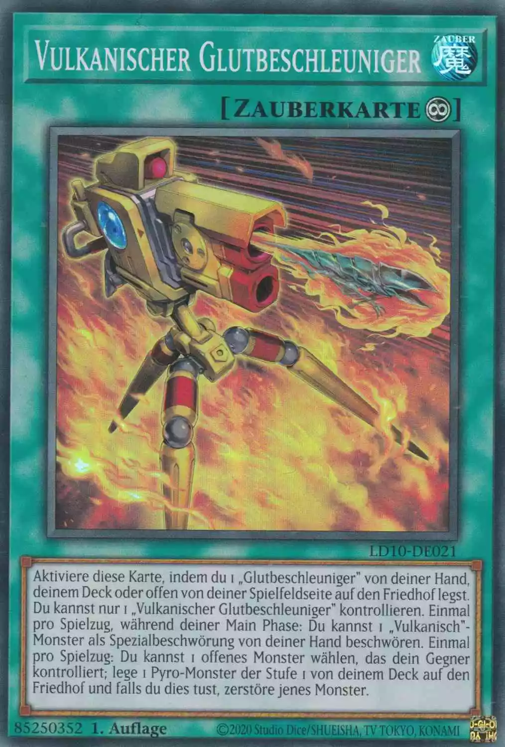 Vulkanischer Glutbeschleuniger LD10-DE021 ist in Super Rare Yu-Gi-Oh Karte aus Legendary Duelists Soulburning Volcano 1.Auflage