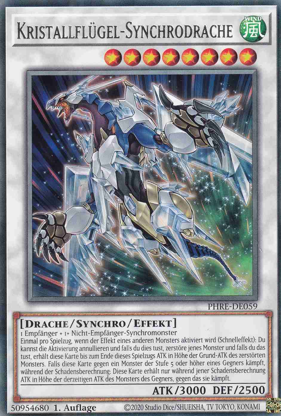 Kristallflügel-Synchrodrache PHRE-DE059 ist in Rare Yu-Gi-Oh Karte aus Phantom Revenge 1.Auflage