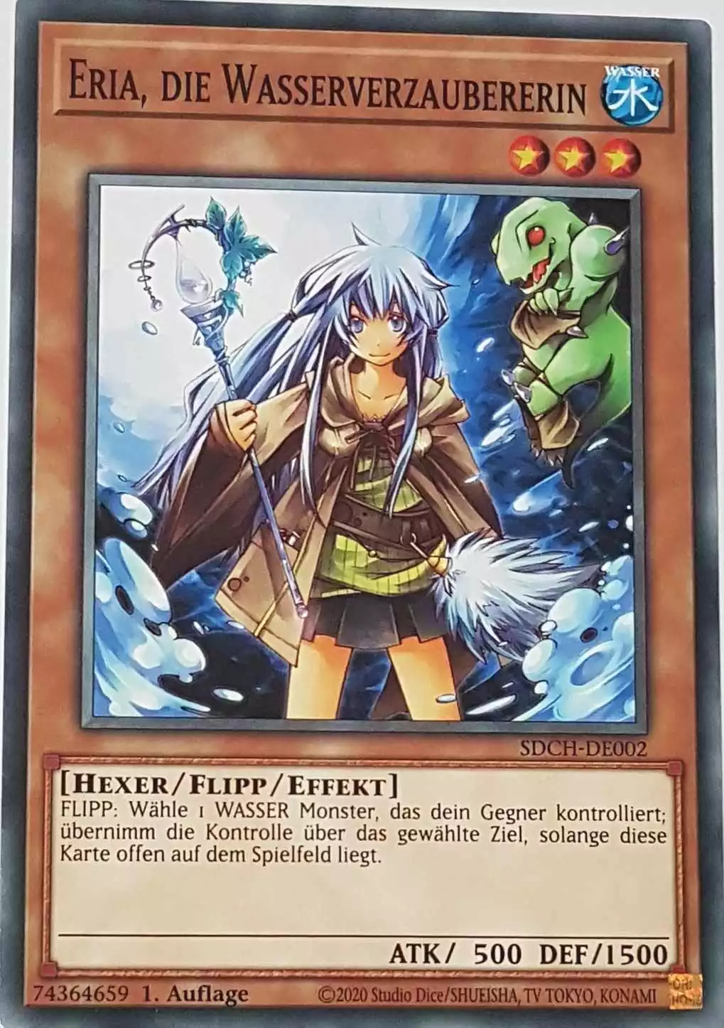 Eria, die Wasserverzaubererin SDCH-DE002 ist in Common Yu-Gi-Oh Karte aus Spirit Charmers 1. Auflage