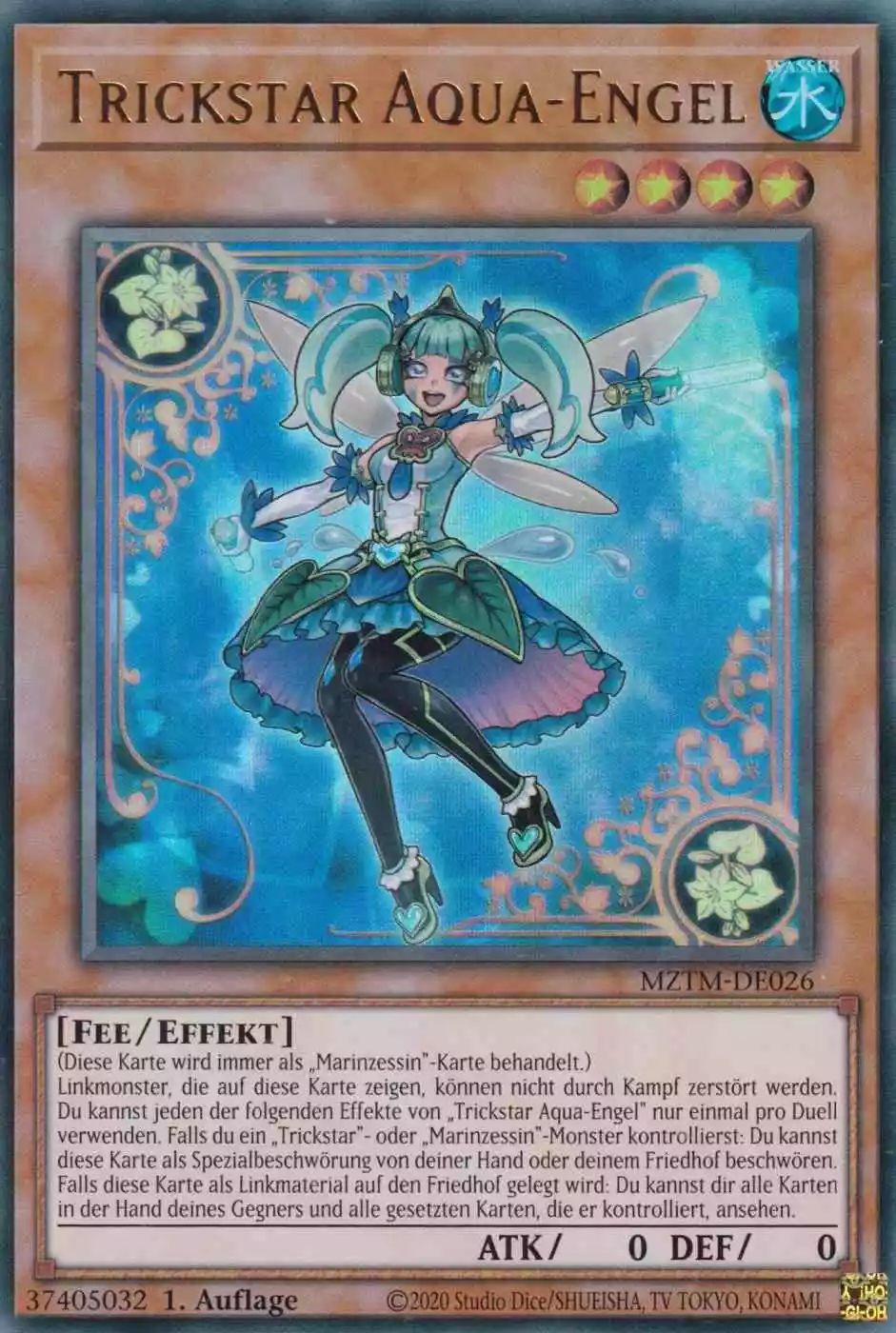 Trickstar Aqua-Engel MZTM-DE026 ist in Ultra Rare Yu-Gi-Oh Karte aus Maze of the Master 1.Auflage