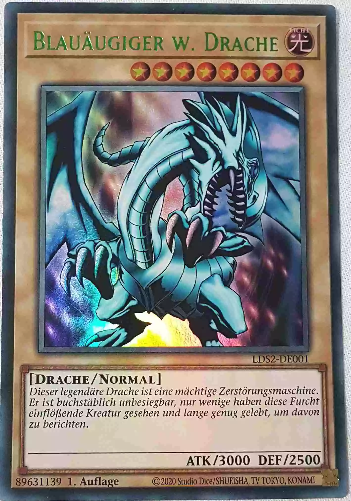 Blauäugiger w. Drache (grün) LDS2-DE001 ist in Colorful Ultra Rare Yu-Gi-Oh Karte aus Legendary Duelists: Season 2 1.Auflage