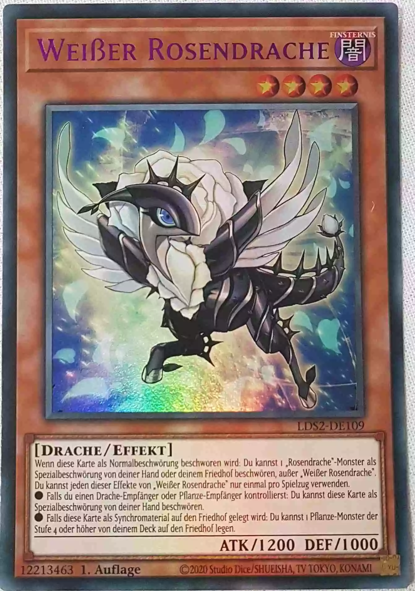 Weißer Rosendrache (lila) LDS2-DE109 ist in Colorful Ultra Rare Yu-Gi-Oh Karte aus Legendary Duelists: Season 2 1.Auflage