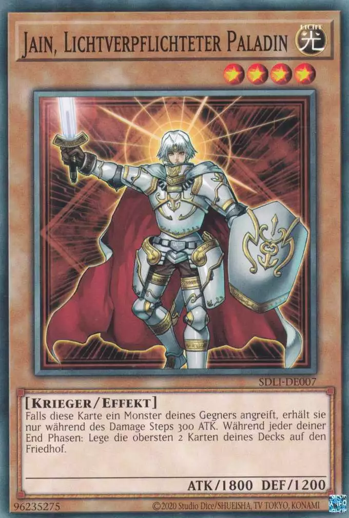 Jain, Lichtverpflichteter Paladin SDLI-DE007 ist in Common Yu-Gi-Oh Karte aus Realm Of Light unlimitiert