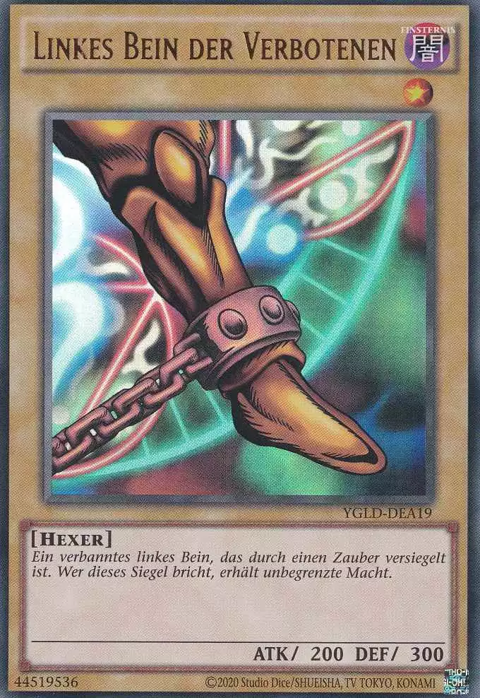 Linkes Bein der Verbotenen YGLD-DEA19 ist in Ultra Rare Yu-Gi-Oh Karte aus Yugis Legendary Decks - King of Games unlimitiert