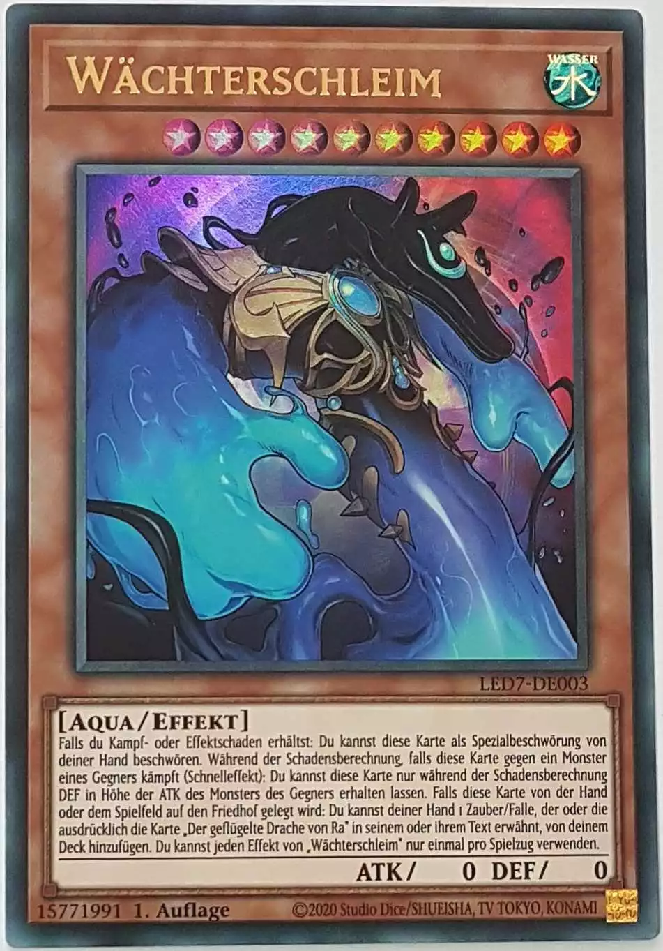 Wächterschleim LED7-DE003 ist in Ultra Rare Yu-Gi-Oh Karte aus Legendary Duelists Rage of Ra 1.Auflage