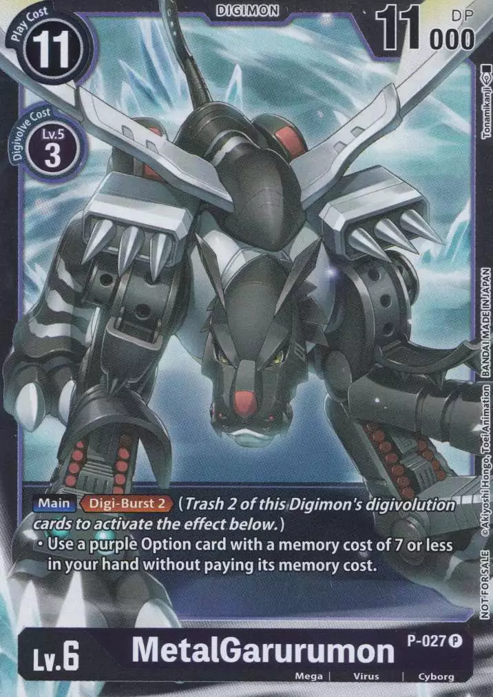 p-027-blackmetalgarurumon-holo-promo-great-legend-bt04 BlackMetalGarurumon Holo P-027 ist in Promo. Die Digimon Karte ist aus Great Legend BT04