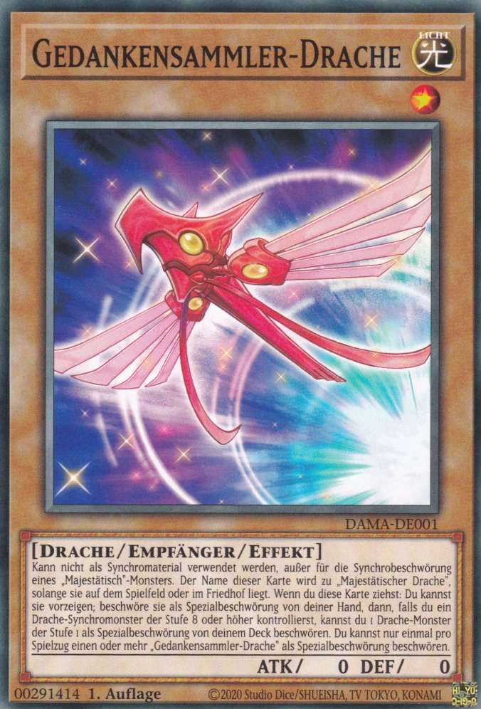 Gedankensammler-Drache DAMA-DE001 ist in Common Yu-Gi-Oh Karte aus Dawn of Majesty 1.Auflage