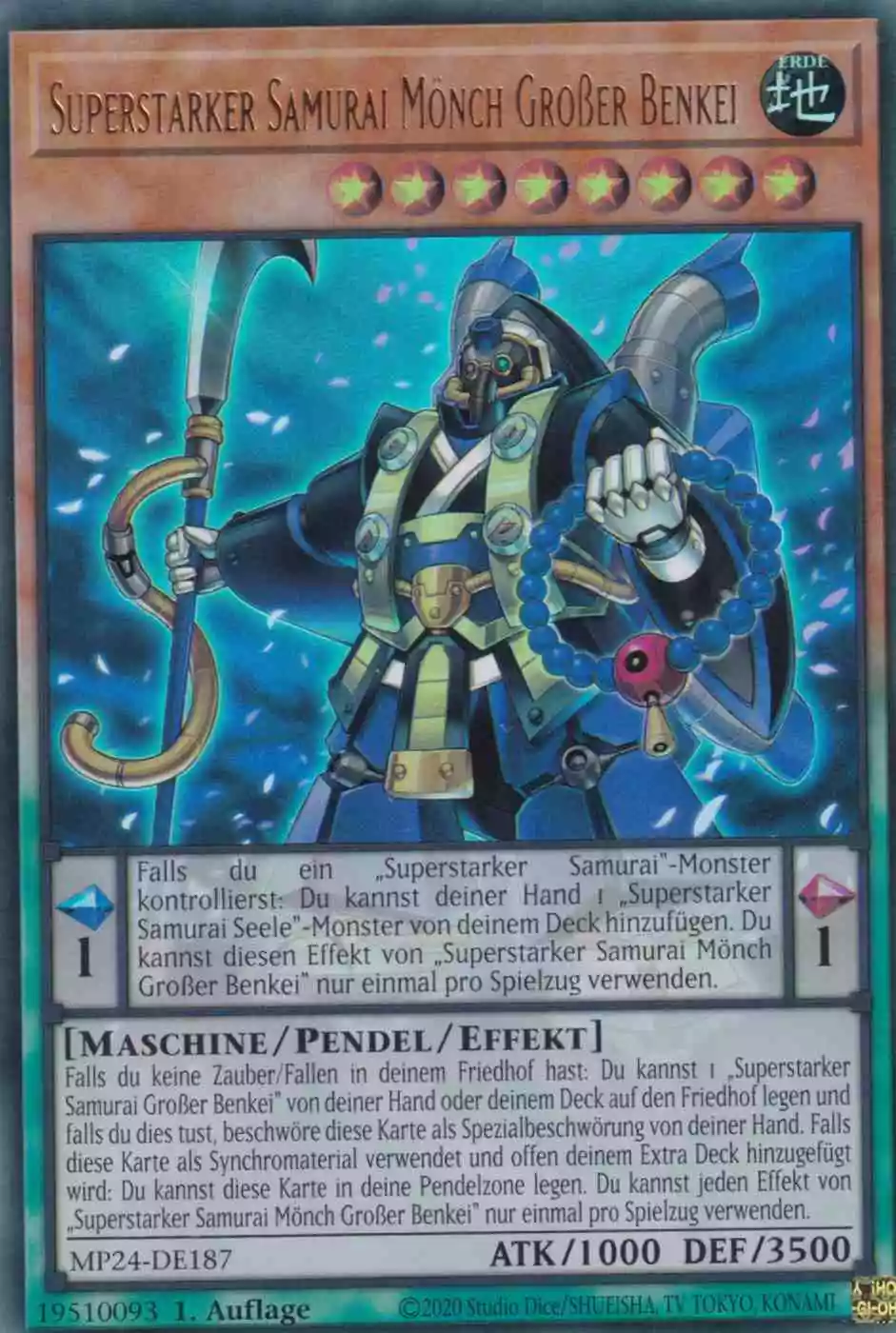 Superstarker Samurai Mönch Großer Benkei Ultra Rare MP24-DE187 Yugioh Karte Superstarker Samurai Mönch Großer Benkei MP24-DE187 ist in Ultra Rare Yu-Gi-Oh Karte aus 25th Anniversary Tin Dueling Mirrors 1.Auflage
