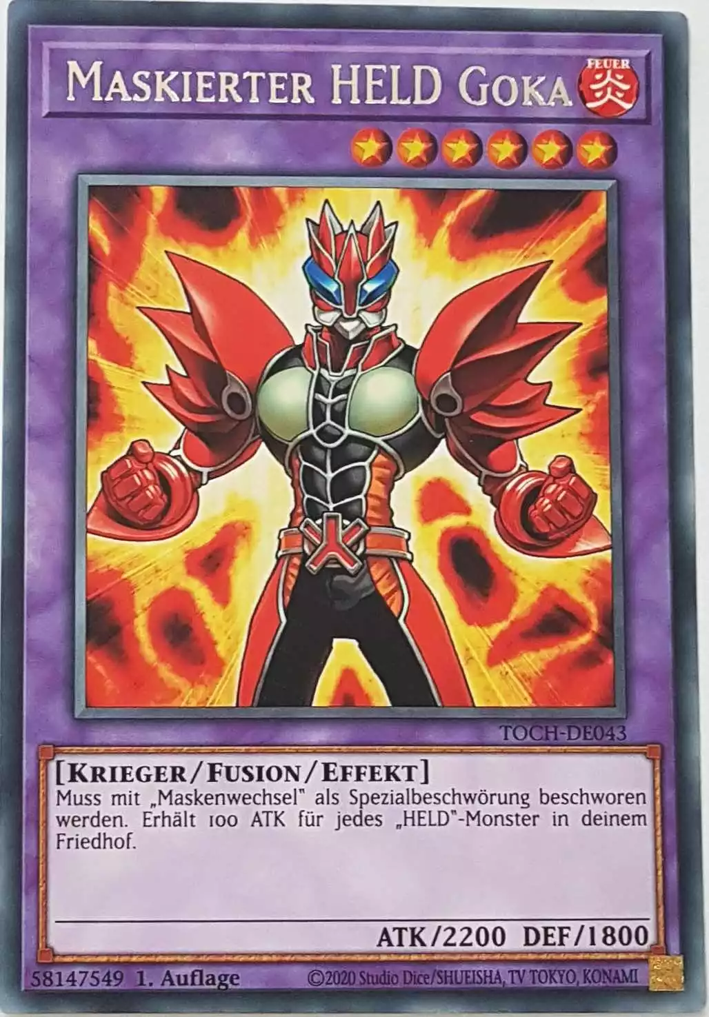 Maskierter HELD Goka TOCH-DE043 ist in Rare Yu-Gi-Oh Karte aus Toon Chaos 1.Auflage