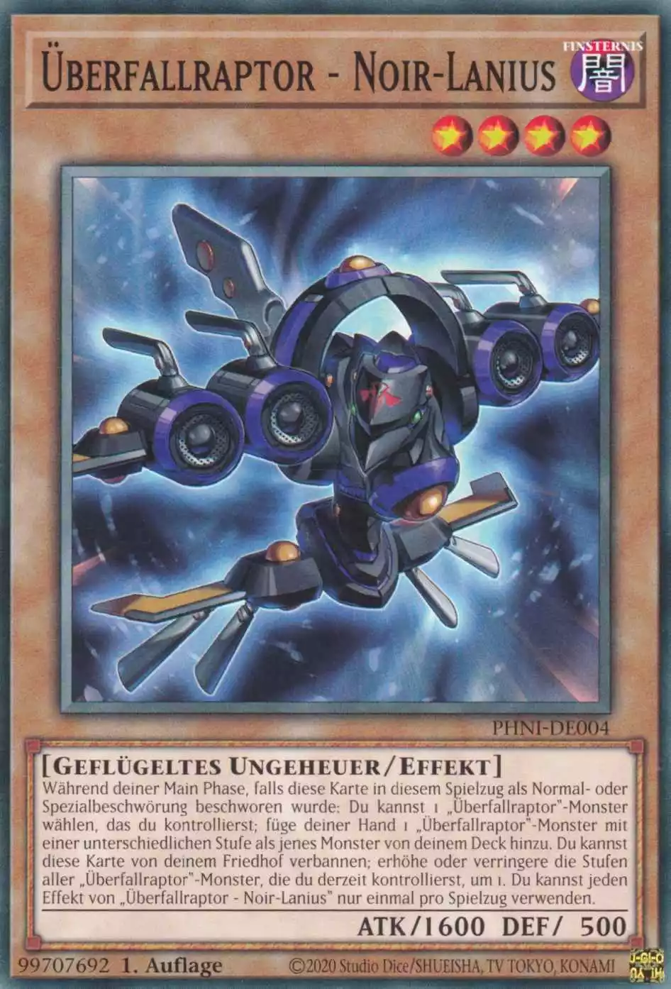 Überfallraptor - Noir-Lanius PHNI-DE004 ist in Common Yu-Gi-Oh Karte aus Phantom Nightmare 1.Auflage