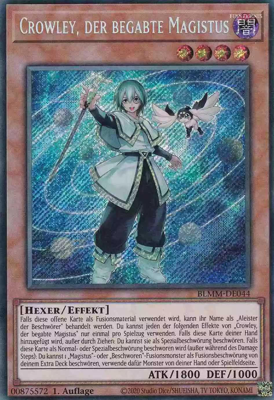 Crowley, der begabte Magistus Secret Rare BLMM-DE044 Yugioh Karte Crowley, der begabte Magistus BLMM-DE044 ist in Secret Rare Yu-Gi-Oh Karte aus Battles of Legend Monster Mayhem 1.Auflage
