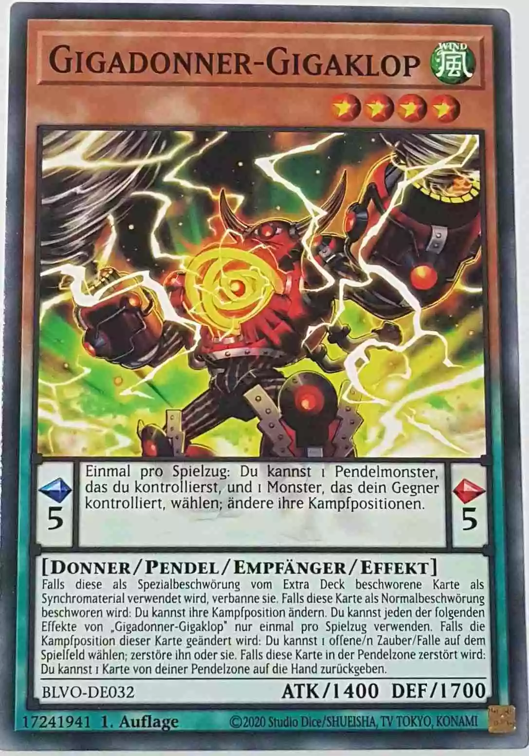 Gigadonner-Gigaklop BLVO-DE032 ist in Common Yu-Gi-Oh Karte aus Blazing Vortex 1.Auflage