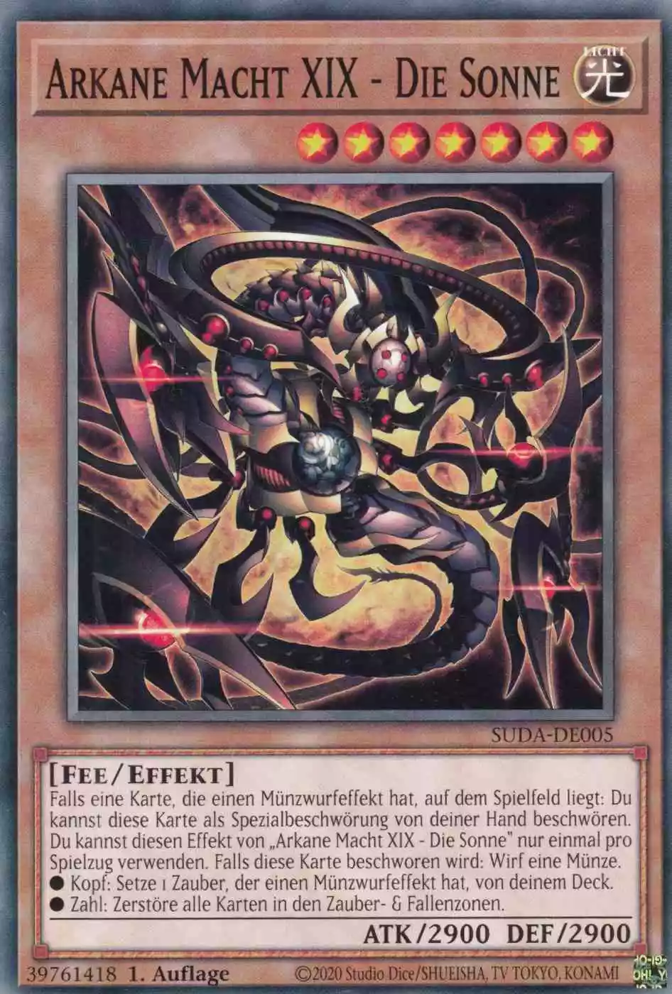 Arkane Macht XIX - Die Sonne SUDA-DE005 ist in Common Yu-Gi-Oh Karte aus Supreme Darkness 1.Auflage