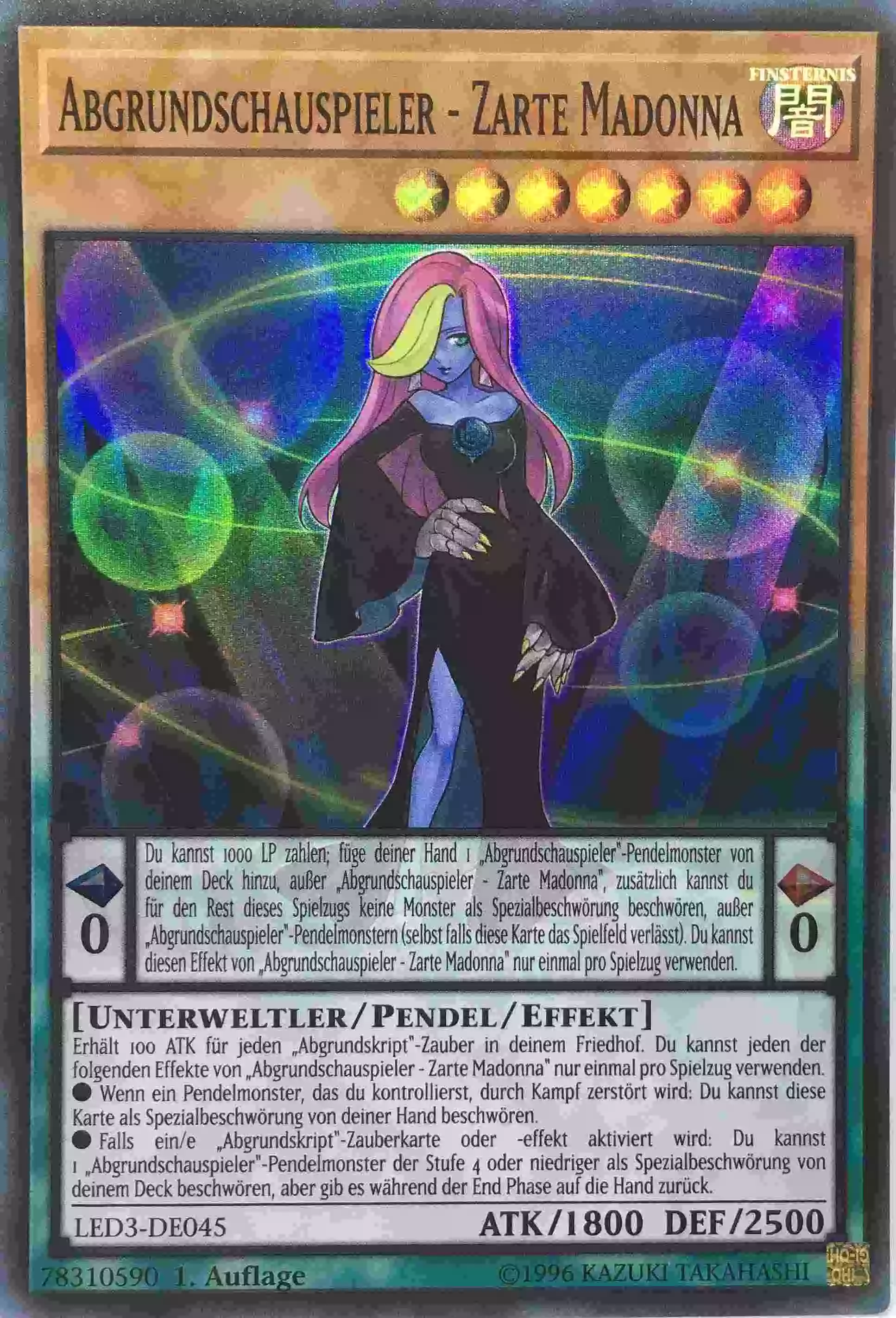 Abgrundschauspieler - Zarte Madonna LED3-DE045 ist in Super Rare Yu-Gi-Oh Karte aus Legendary Duelists White Dragon Abyss 1. Auflage