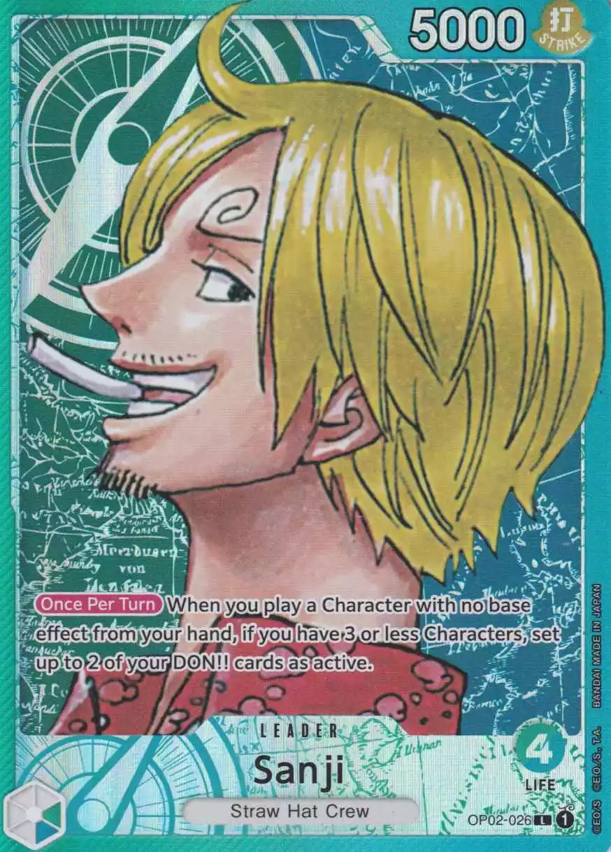 op02-026-a-sanji-parallel-leader-paramount-war-op-02 Sanji (Parallel) OP02-026 ist in Leader. Die One Piece Karte ist aus Paramount War OP-02 in Parallel Alternative Art.