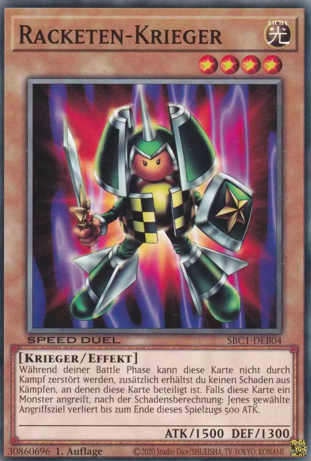 Racketen-Krieger SBC1-DEB04 ist in Common Yu-Gi-Oh Karte aus Streets of Battle City 1.Auflage