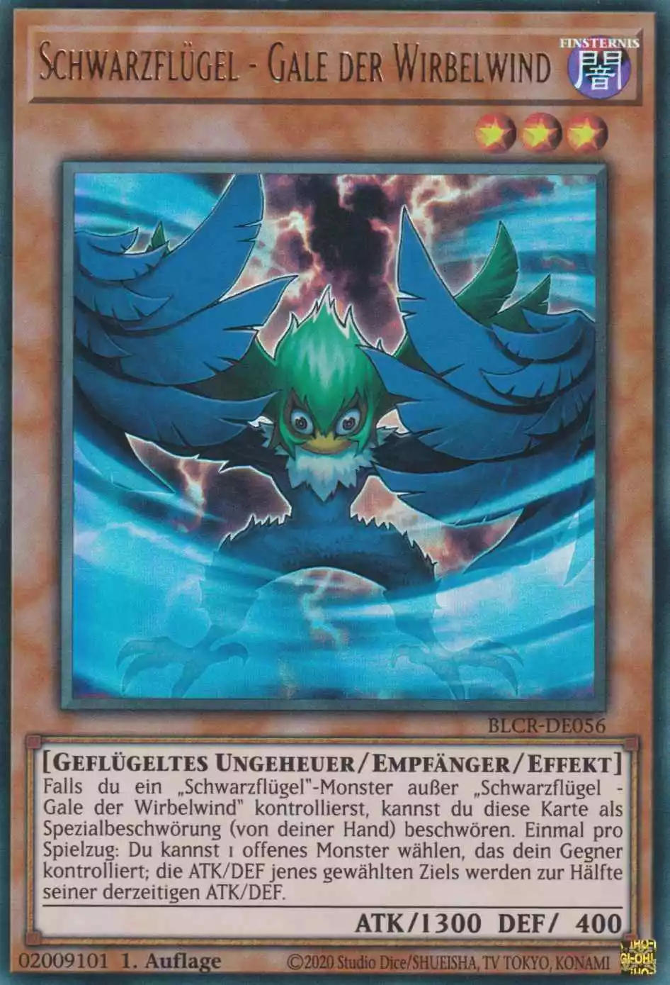 Schwarzflügel - Gale der Wirbelwind BLCR-DE056 ist in Ultra Rare Yu-Gi-Oh Karte aus Battles of Legend Crystal Revenge 1.Auflage