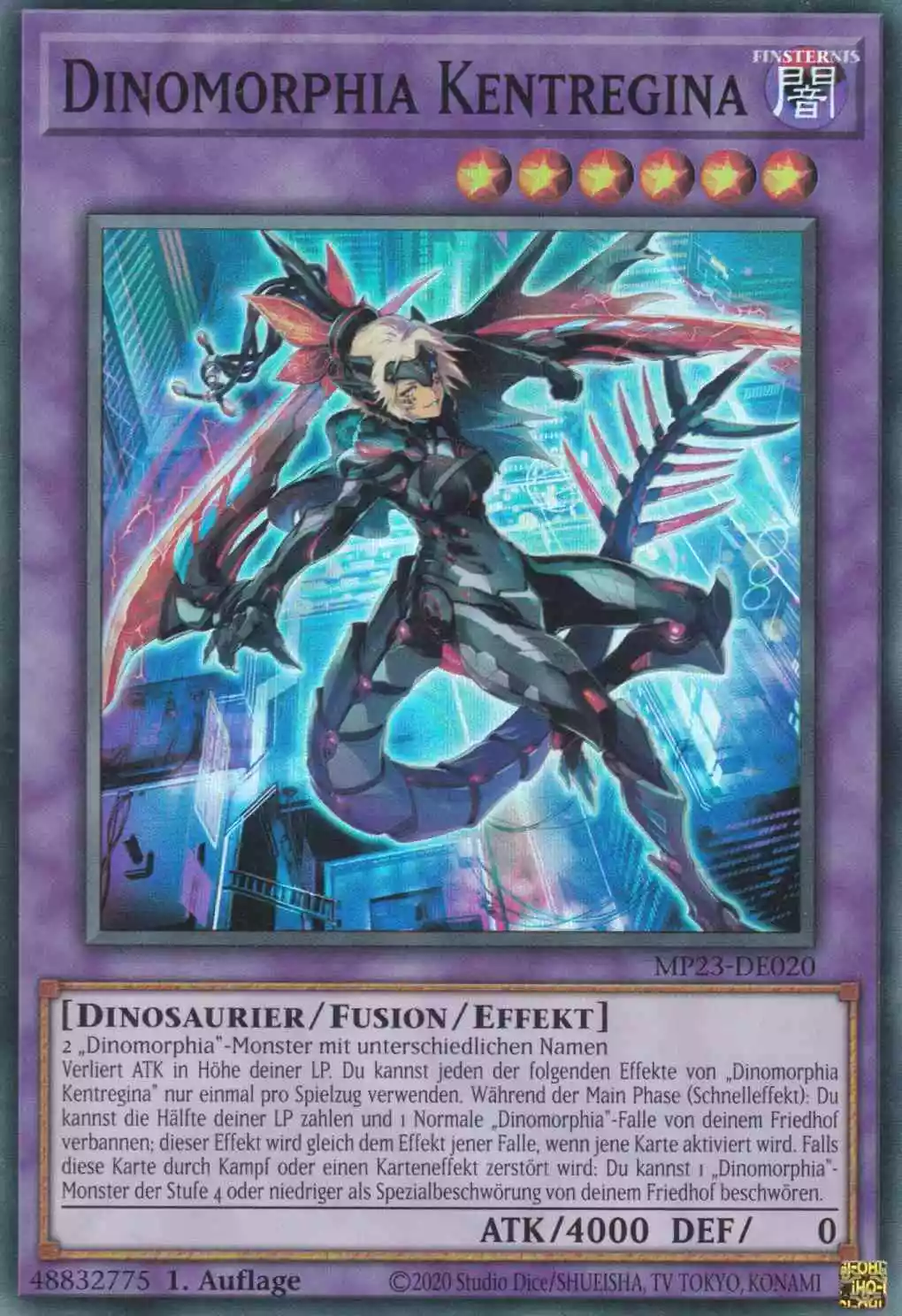 Dinomorphia Kentregina MP23-DE020 ist in Super Rare Yu-Gi-Oh Karte aus 25th Anniversary Tin Dueling Heroes 1.Auflage