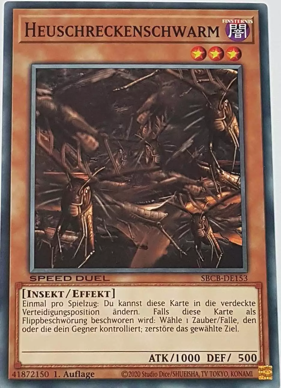 Heuschreckenschwarm SBCB-DE153 ist in Common Yu-Gi-Oh Karte aus Speed Duel Battle City Box 1. Auflage