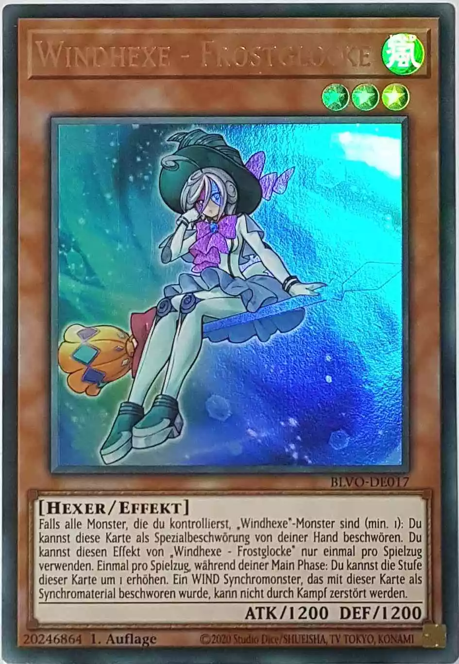 Windhexe - Frostglocke BLVO-DE017 ist in Ultra Rare Yu-Gi-Oh Karte aus Blazing Vortex 1.Auflage