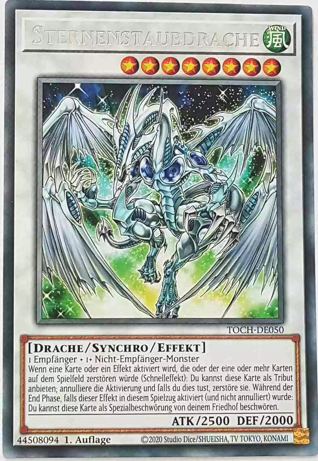 Sternenstaubdrache TOCH-DE050 ist in Rare Yu-Gi-Oh Karte aus Toon Chaos 1.Auflage
