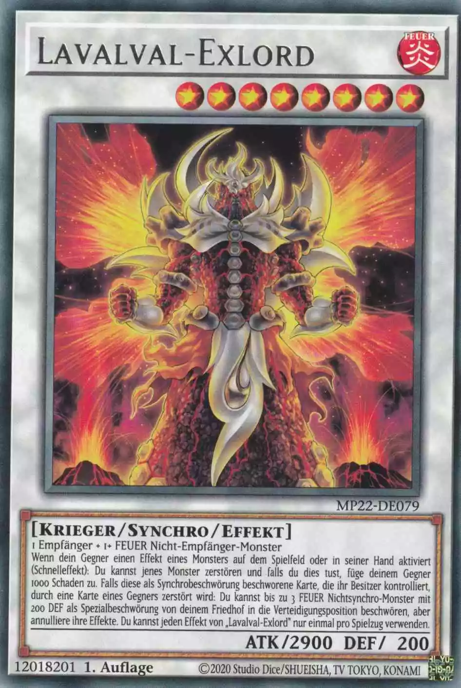 Lavalval-Exlord MP22-DE079 ist in Rare Yu-Gi-Oh Karte aus Tin of the Pharaoh’s Gods 1.Auflage