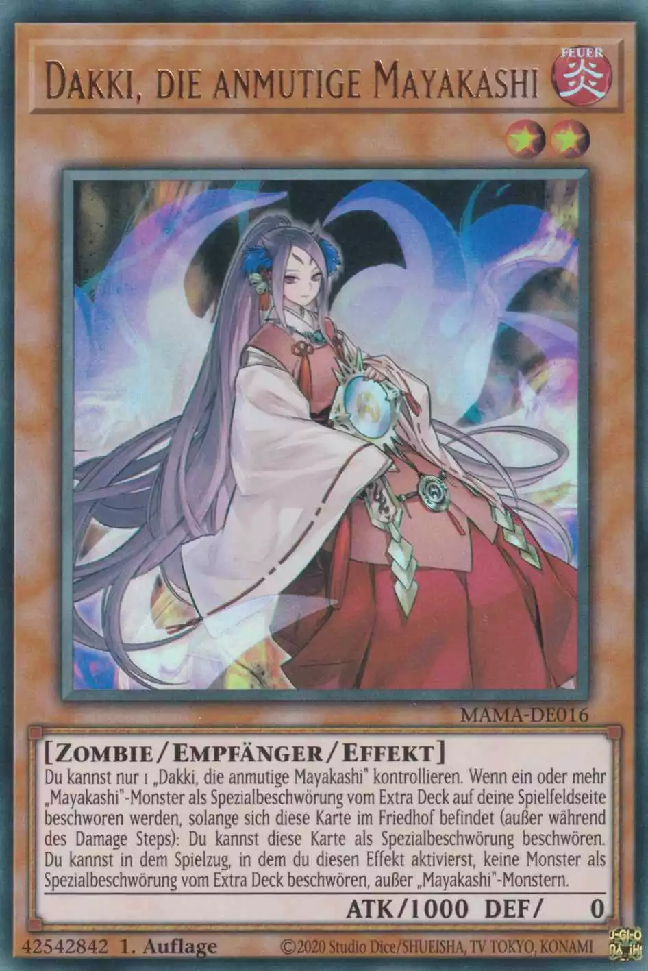 Dakki, die anmutige Mayakashi MAMA-DE016 ist in Ultra Rare Yu-Gi-Oh Karte aus Magnificent Mavens 1.Auflage